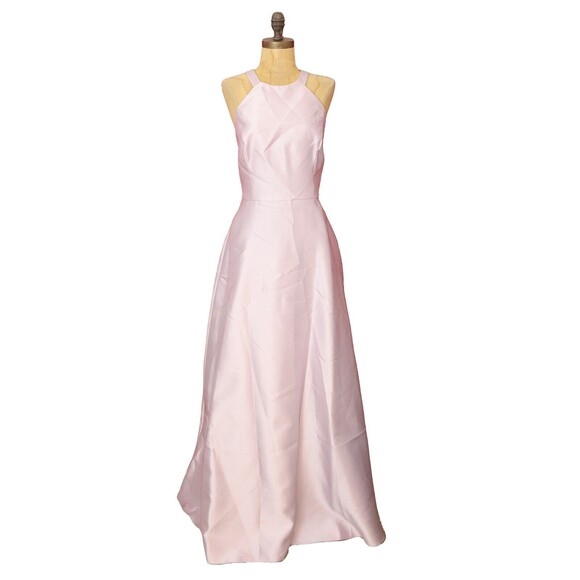 Alfred Sung Twill Strappy Criss Cross Back Gown 12 Twill Moondance Dress NWT B75 - Picture 2 of 6